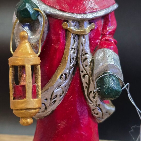 NWT Pam Schifferl Handcrafted Santa Figurine With Lantern & Sleigh Red/Gold - Picture 5 of 14